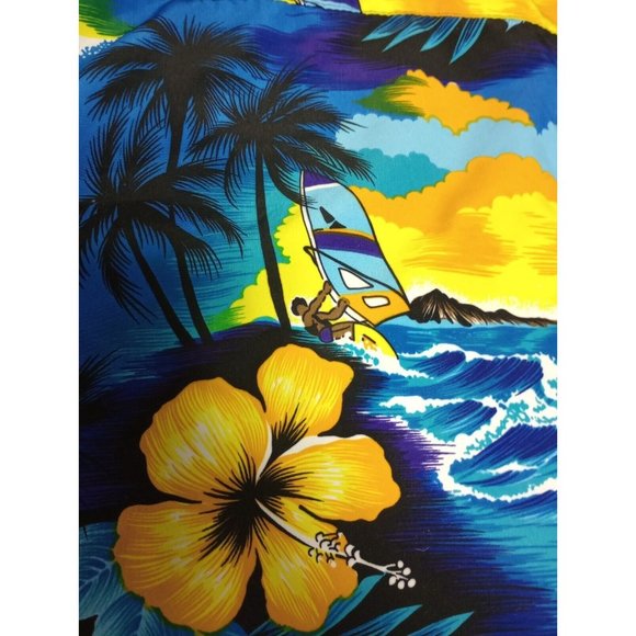Box Office Island Men's Aloha Blue Hawaiian Shirt Size L Surfer Excellent Cond - Picture 9 of 12